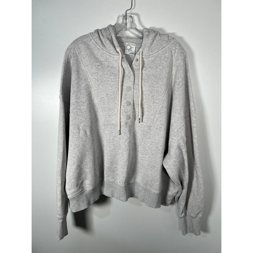 OFFLINE by Aerie Grey Heathered‎ Snap Neck Hoodie Thumbhole Oversized XL